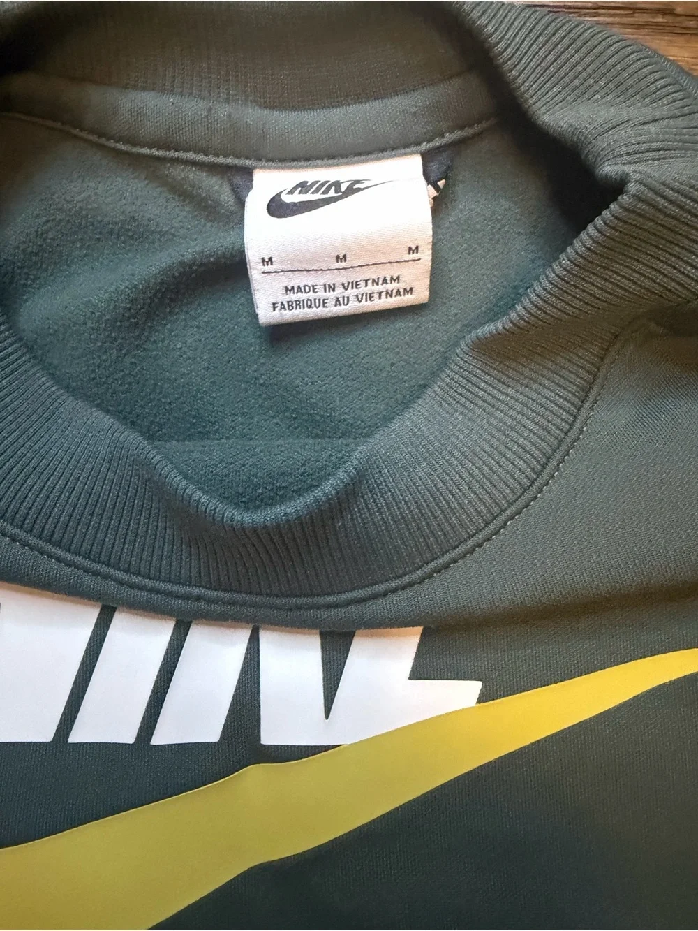 Nike Kids Green Crewneck Sweatshirt with Yellow Swoosh